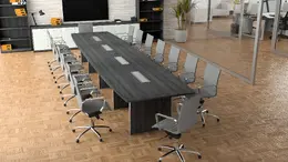 Boat Shaped Conference Table and Chairs Set - Potenza