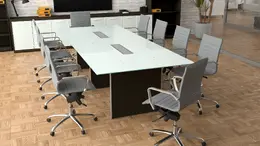 Glass Top Conference Table and Chairs Set - Potenza
