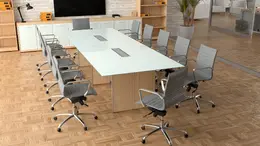 Glass Top Conference Table and Chairs Set - Potenza