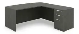 Bow Front L-Shaped Desk with Drawers - HL