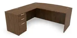 Bow Front L-Shaped Desk with Drawers - HL