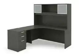 L Shape Desk with Hutch and Drawers - HL