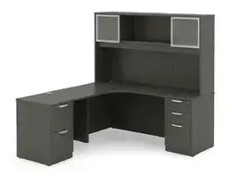 L Shape Desk with Hutch and Drawers - HL