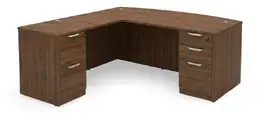 Bow Front L Shaped Desk with Drawers - HL