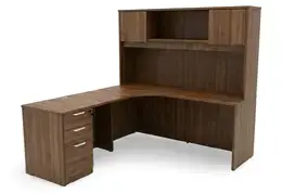 L Shaped Desk with Hutch and Drawers - HL