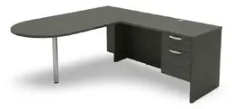 L-Shaped Peninsula Desk with Drawers - HL
