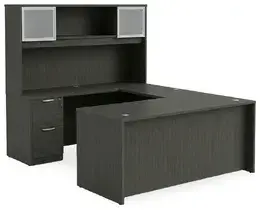 U Shape Desk with Hutch and Drawers - HL