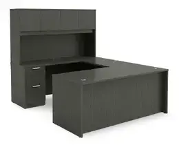 U Shaped Desk with Hutch and Drawers - HL