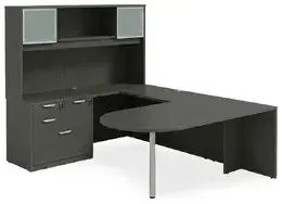 U Shaped Peninsula Desk with Hutch - HL