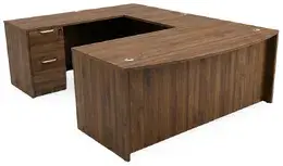 Bow Front U Shape Desk with Drawers - HL