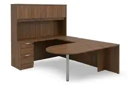 U Shaped Peninsula Desk with Hutch - HL