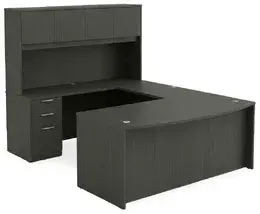 Bow Front U Shape Desk with Hutch - HL