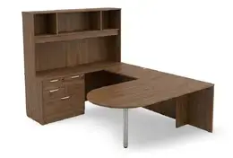 U Shaped Peninsula Office Desk with Hutch - HL