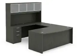Bow Front U Shape Desk with Hutch - HL