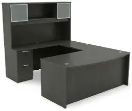 Bow Front U Shaped Desk with Hutch - HL