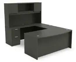Bow Front U Shaped Desk with Hutch - HL