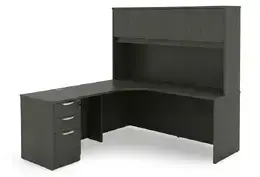 L Shaped Desk with Hutch and Drawers - HL
