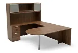U Shaped Peninsula Desk with Storage - HL