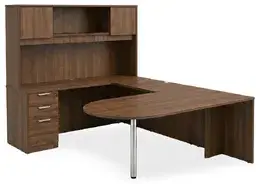 U Shaped Peninsula Desk with Storage - HL
