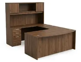 Bow Front U Shape Desk with Hutch - HL