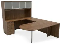 U Shaped Peninsula Desk with Storage - HL
