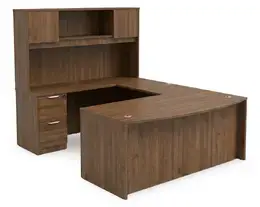Bow Front U Shaped Desk with Hutch - HL