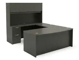 Bow Front U Shape Desk with Hutch - HL