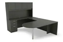 U Shape Peninsula Desk with Hutch - HL
