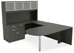 U Shaped Peninsula Desk with Hutch - HL