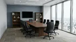 Conference Table with Storage and Chairs Set - HL