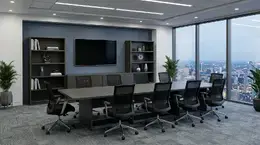 Conference Table with Storage and Chairs Set - HL