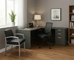 L Shaped Desk with Drawers - HL