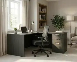 L Shaped Desk with Drawers - HL