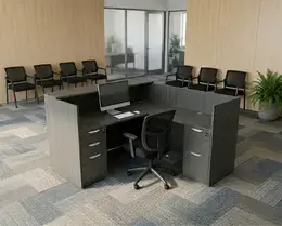 L Shaped Reception Desk with Drawers - HL
