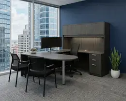 U Shaped Peninsula Desk with Hutch - HL