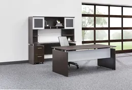 Office Desk with Credenza and Hutch Set - Medina