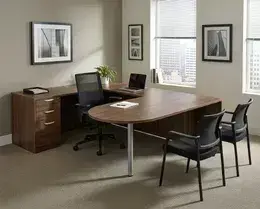 U Shaped Peninsula Desk with Drawers - HL