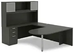 U Shaped Peninsula Desk with Hutch - HL