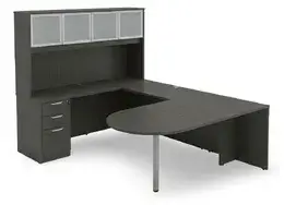 U Shaped Peninsula Desk with Hutch - HL
