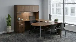 U Shape Peninsula Desk with Hutch - HL