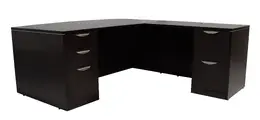 Bow Front L Shaped Desk with Drawers - PL Laminate