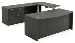 Bow Front U Shape Standing Desk with Drawers - HL