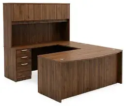 Bow Front U Shape Desk with Hutch - HL