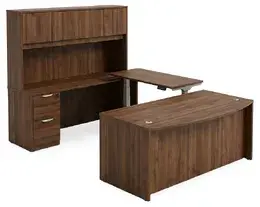 Bow Front U Shape Standing Desk with Hutch - HL