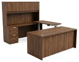U Shaped Sit Stand Desk with Hutch - HL