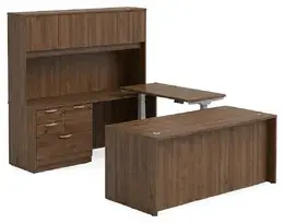 U Shaped Sit Stand Desk with Hutch - HL