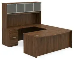 Bow Front U Shape Desk with Hutch - HL