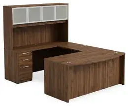 Bow Front U Shape Desk with Hutch - HL