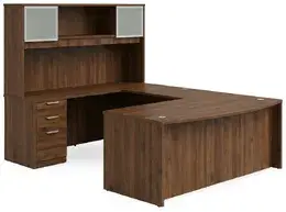Bow Front U Shape Desk with Hutch - HL