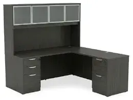 L Shaped Desk with Hutch and Drawers - HL
